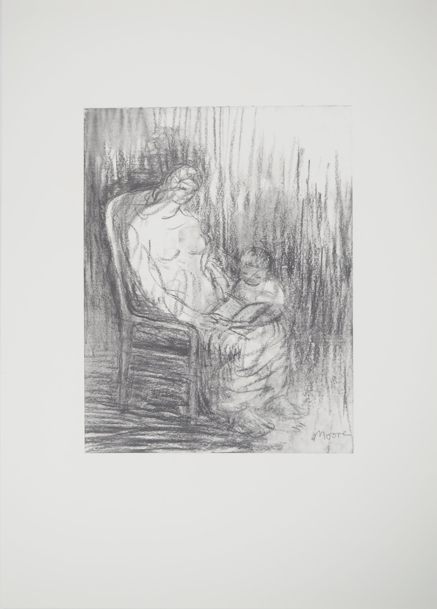 Henry MOORE : Moment de tendresse - Lithographie signée