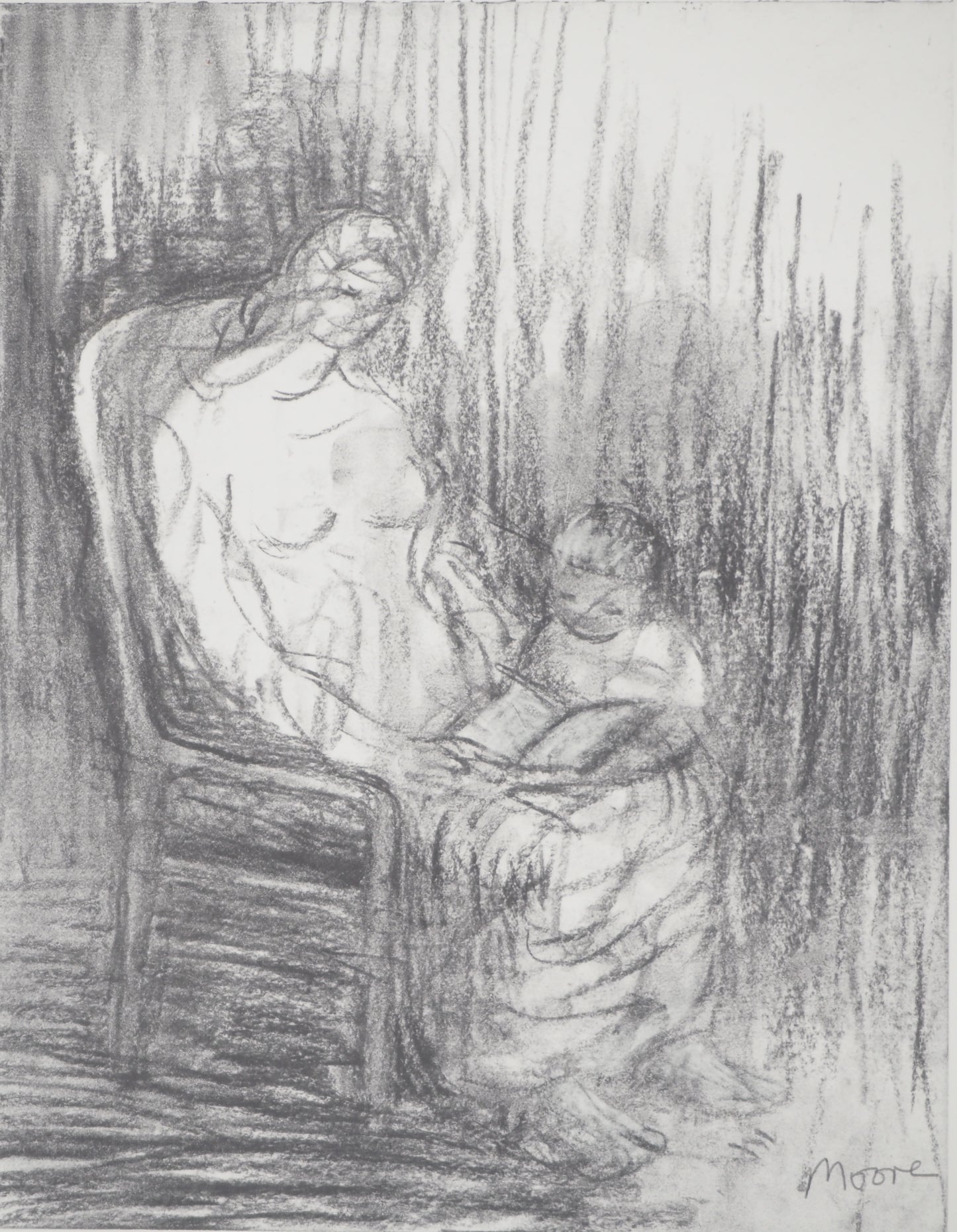 Henry MOORE : Moment de tendresse - Lithographie signée