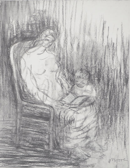 Henry MOORE : Moment de tendresse - Lithographie signée