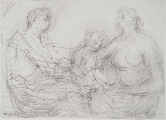 Henry MOORE : Moment en famille - Lithographie signée