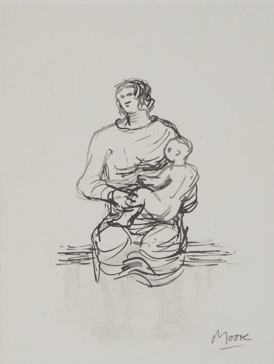 Henry MOORE : La Naissance - Lithographie signée