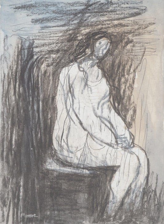 Henry MOORE : L'attente - Lithographie signée