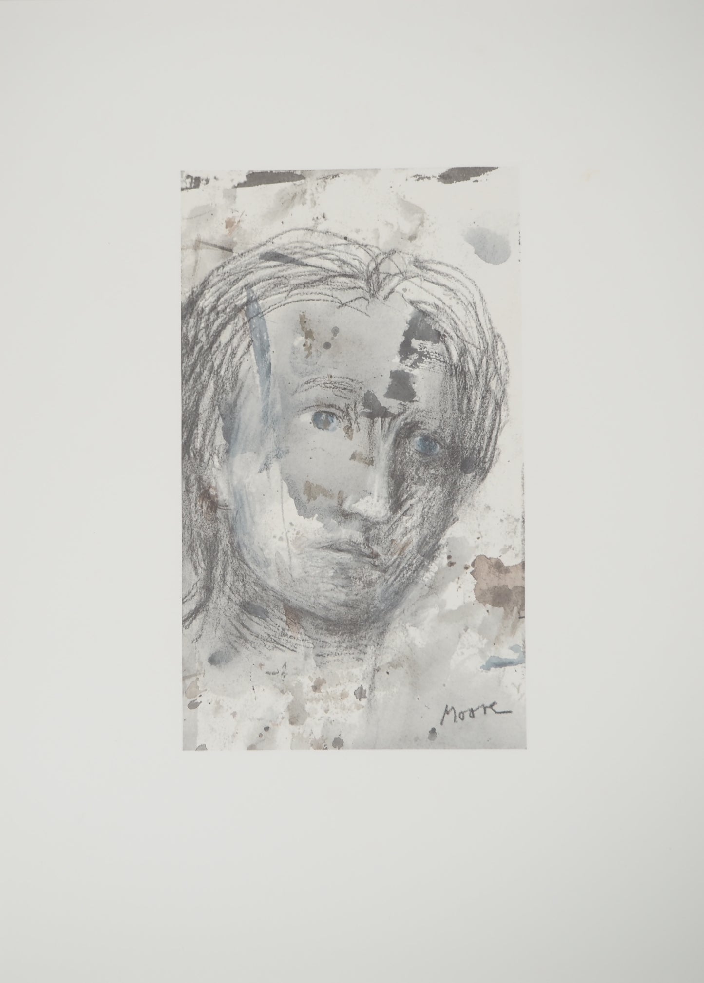Henry MOORE : Jeune fille pensive - Lithographie signée