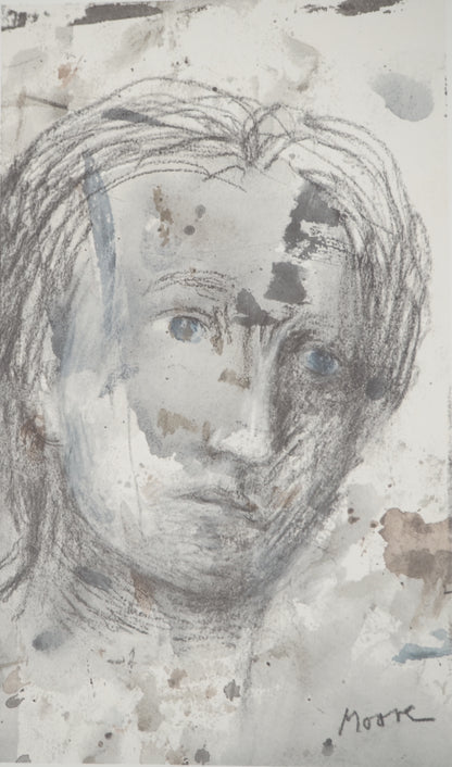 Henry MOORE : Jeune fille pensive - Lithographie signée