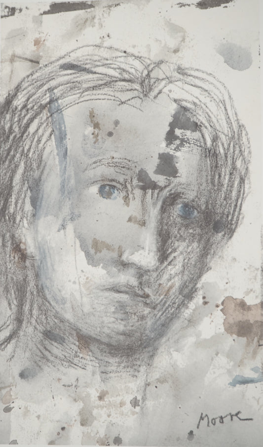 Henry MOORE : Jeune fille pensive - Lithographie signée