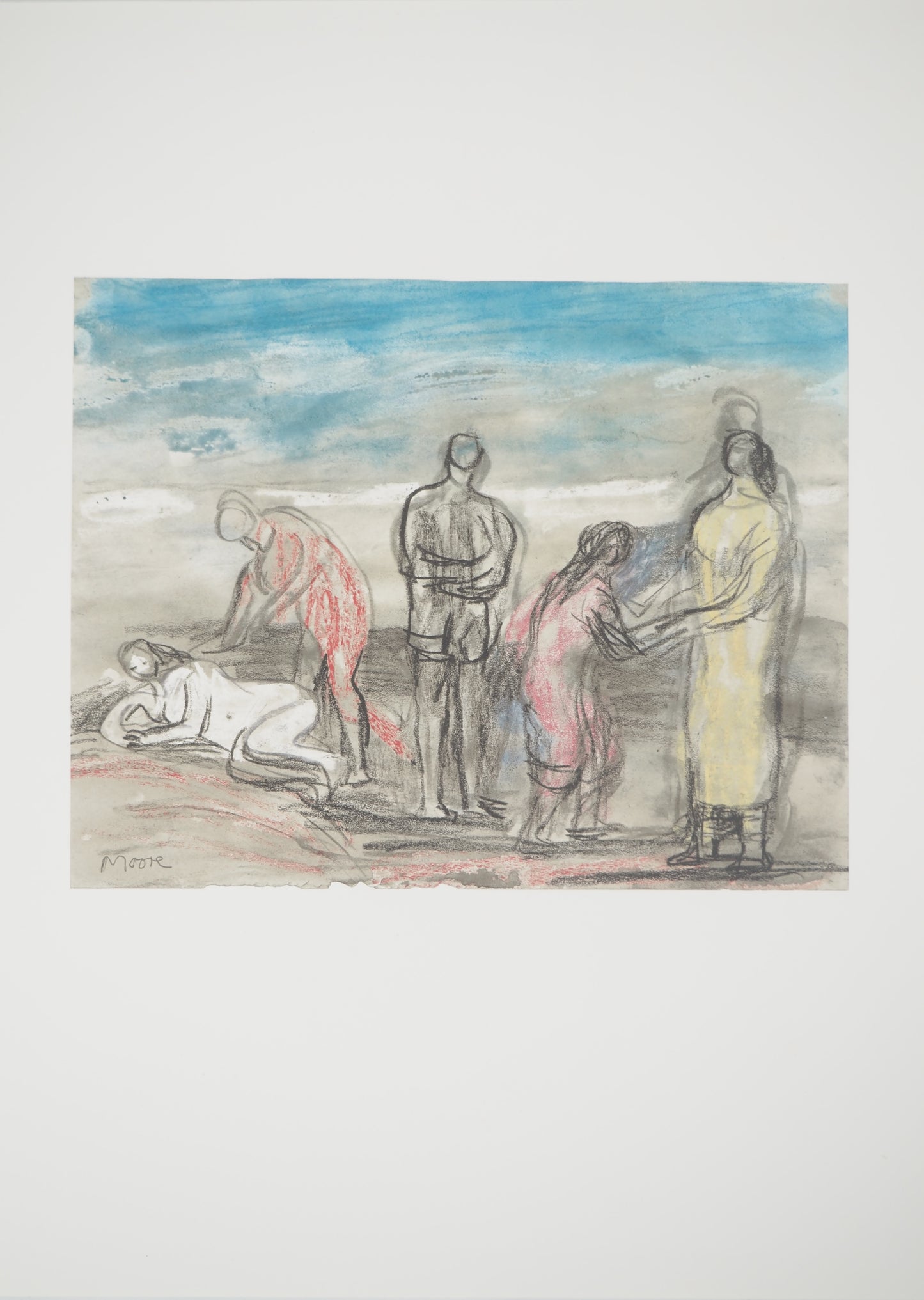 Henry MOORE : Le départ - Lithographie signée