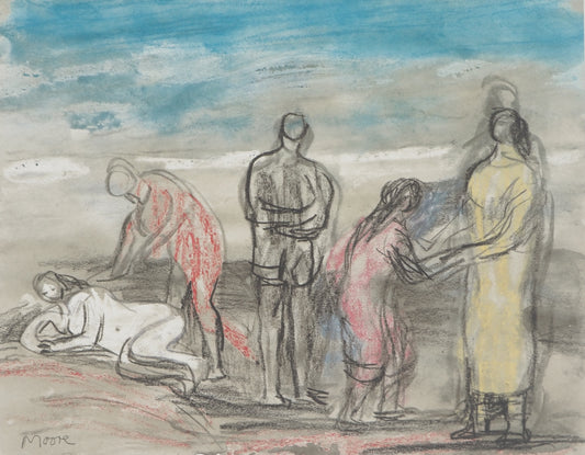 Henry MOORE : Le départ - Lithographie signée
