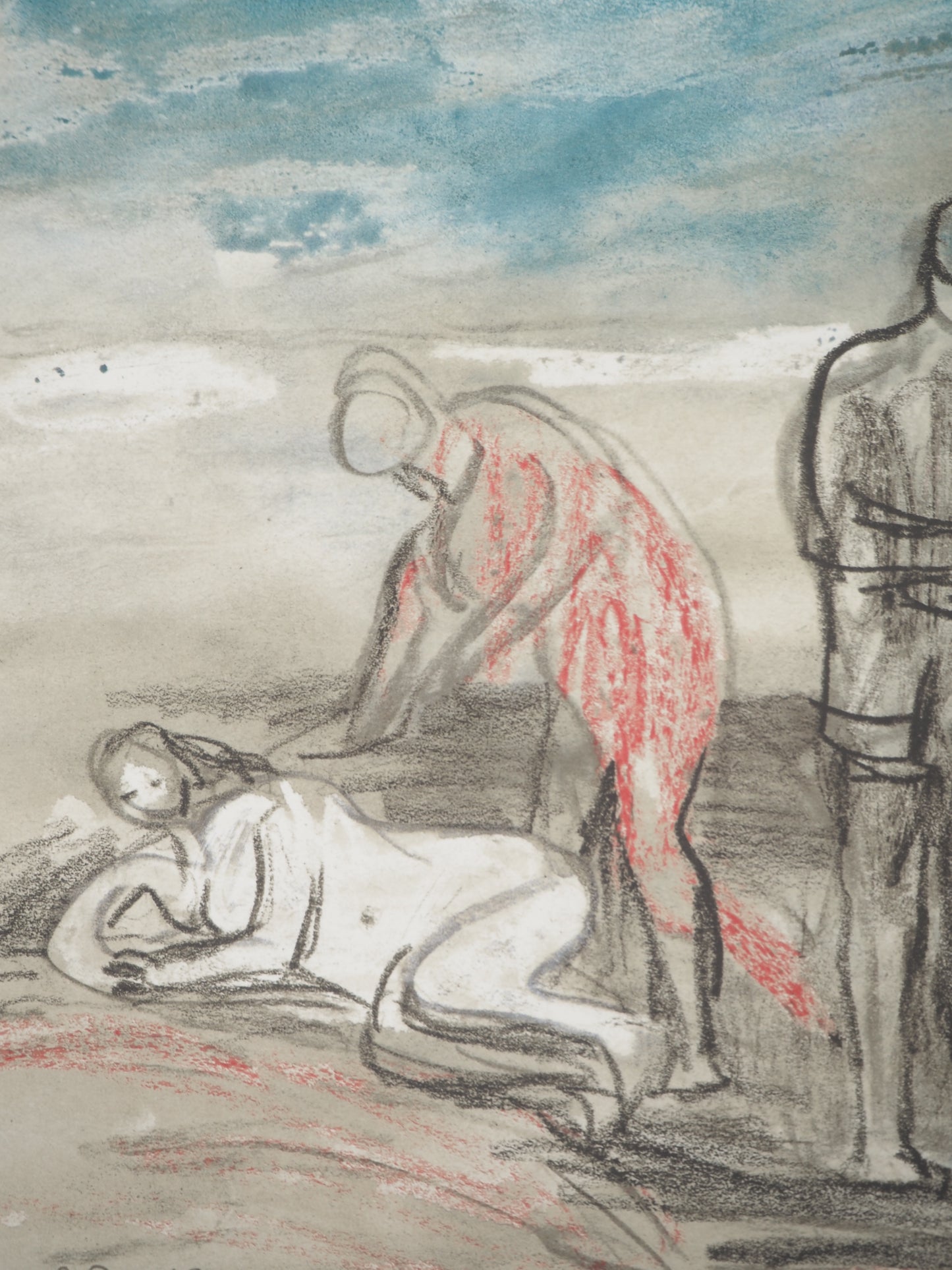 Henry MOORE : Le départ - Lithographie signée