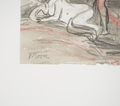 Henry MOORE : Le départ - Lithographie signée