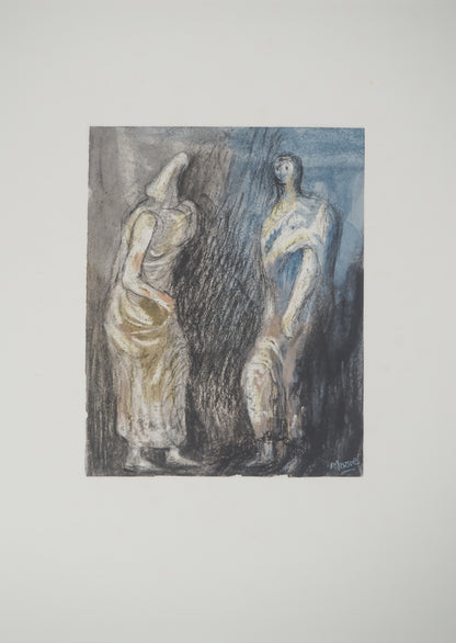 Henry MOORE : Le couple amoureux - Lithographie signée