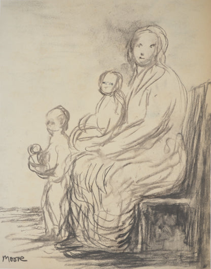 Henry MOORE : Portrait de Famille - Lithographie signée