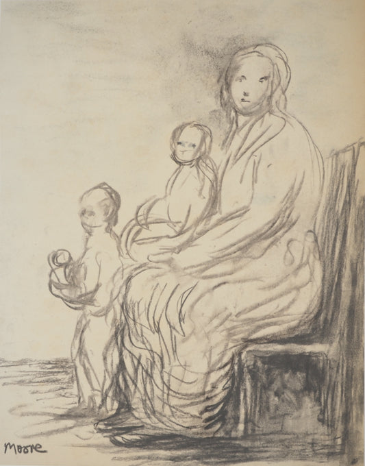 Henry MOORE : Portrait de Famille - Lithographie signée