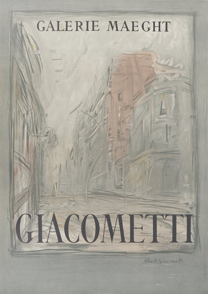 Alberto GIACOMETTI : Rue de Paris - Affiche originale signée