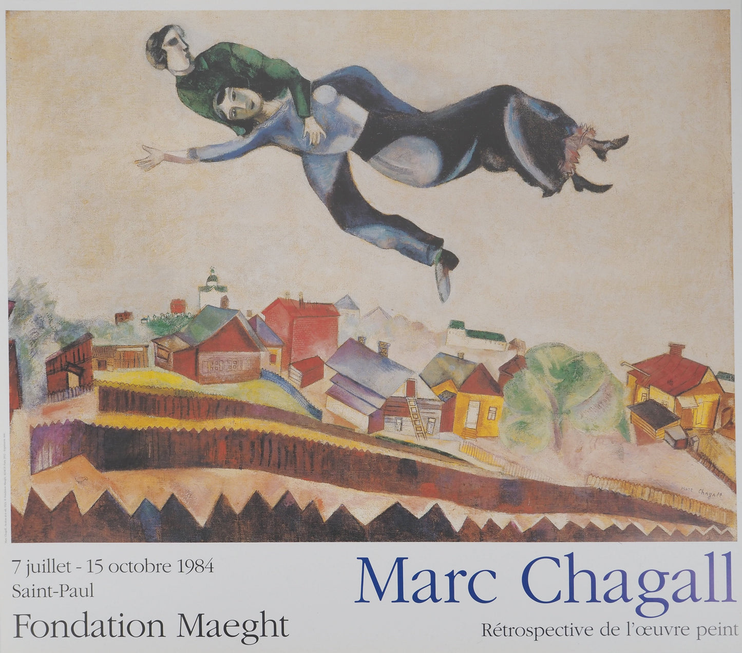 Marc CHAGALL : Au dessus de la ville - Affiche originale signée