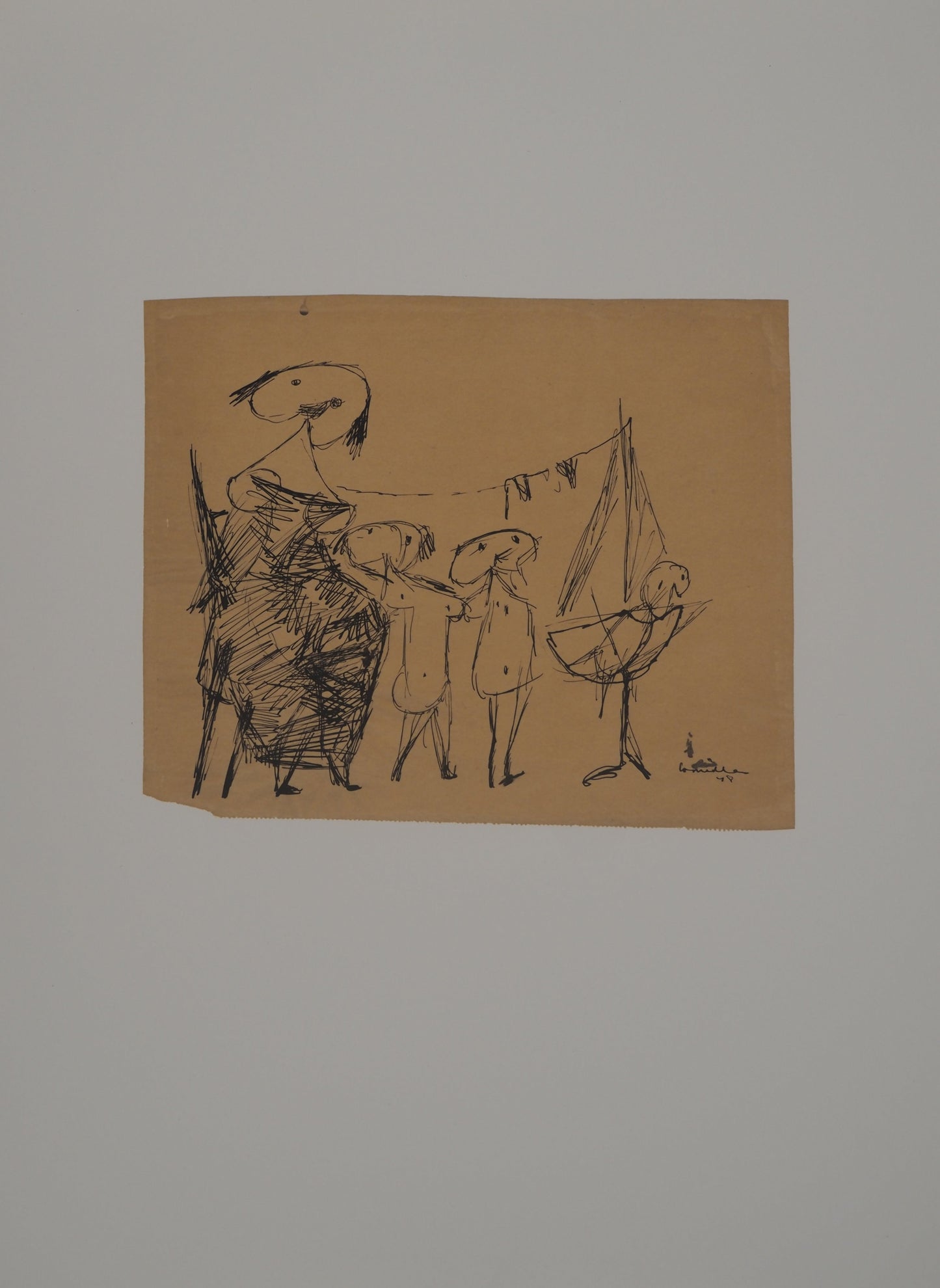 Guillaume CORNEILLE : Mère et enfants - Lithographie signée