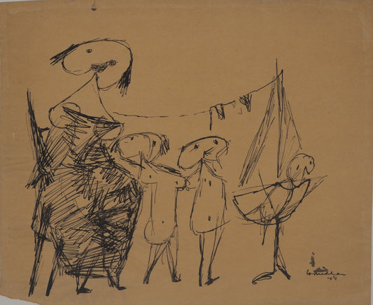 Guillaume CORNEILLE : Mère et enfants - Lithographie signée