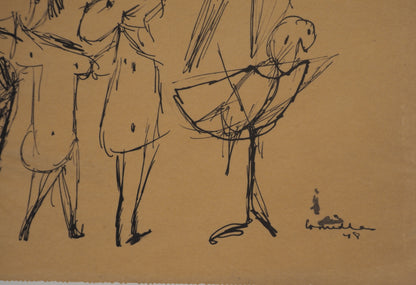 Guillaume CORNEILLE : Mère et enfants - Lithographie signée