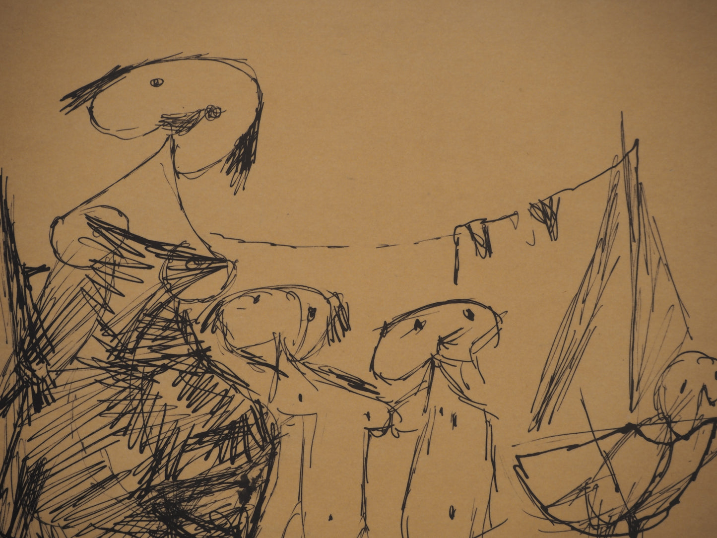 Guillaume CORNEILLE : Mère et enfants - Lithographie signée