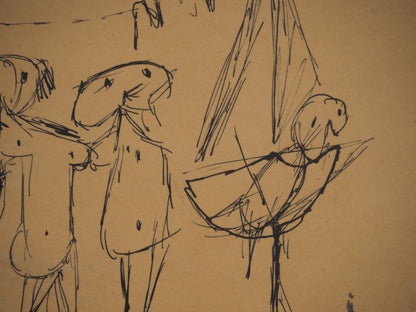 Guillaume CORNEILLE : Mère et enfants - Lithographie signée