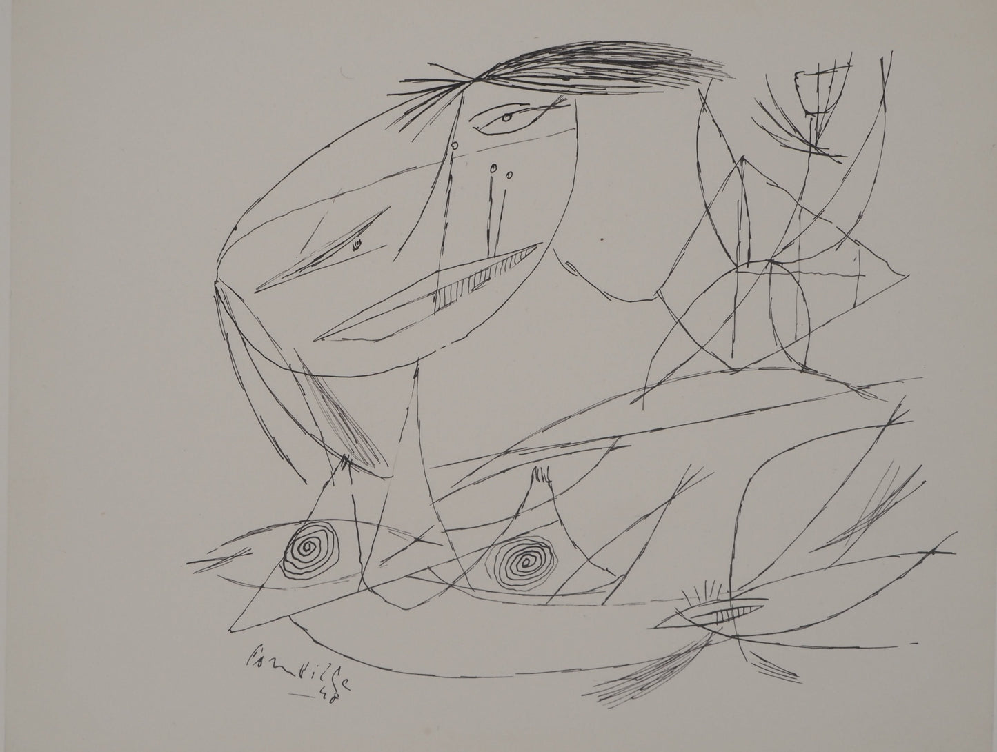 Guillaume CORNEILLE : Femme nue - Lithographie signée