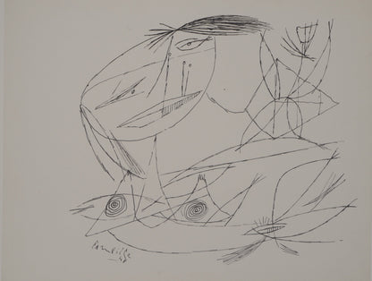 Guillaume CORNEILLE : Femme nue - Lithographie signée