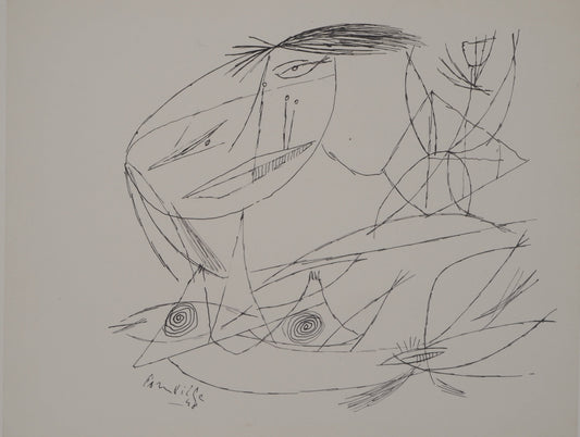 Guillaume CORNEILLE : Femme nue - Lithographie signée