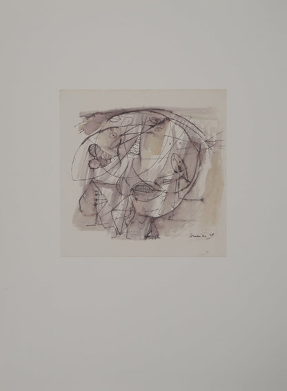 Guillaume CORNEILLE : Tête pensive - Lithographie signée