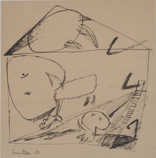 Guillaume CORNEILLE : Le soleil dans la maison - Lithographie signée