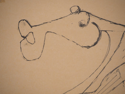Guillaume CORNEILLE : Cheval jouant de la guitare - Lithographie signée