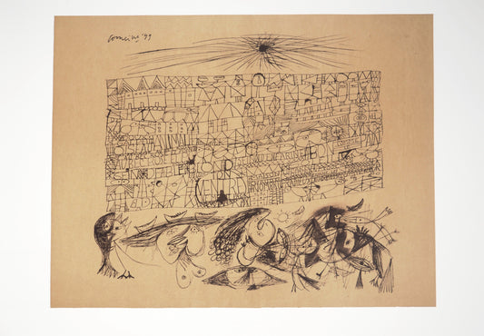 Guillaume CORNEILLE : Dessin-Poème Ton ventre - Lithographie signée