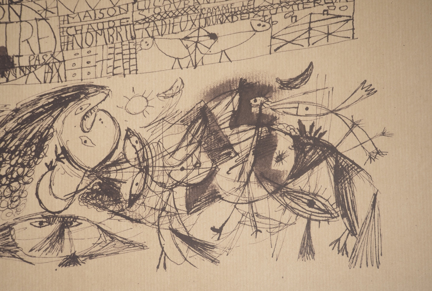 Guillaume CORNEILLE : Dessin-Poème Ton ventre - Lithographie signée