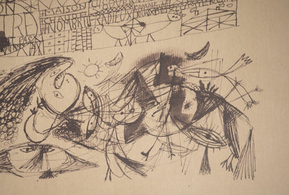 Guillaume CORNEILLE : Dessin-Poème Ton ventre - Lithographie signée