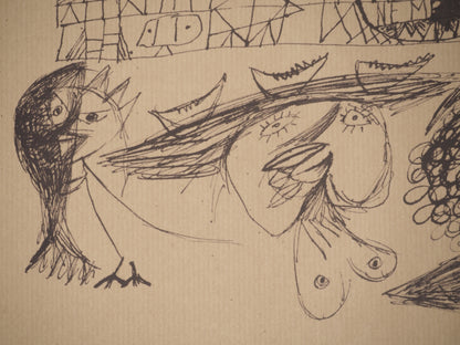 Guillaume CORNEILLE : Dessin-Poème Ton ventre - Lithographie signée