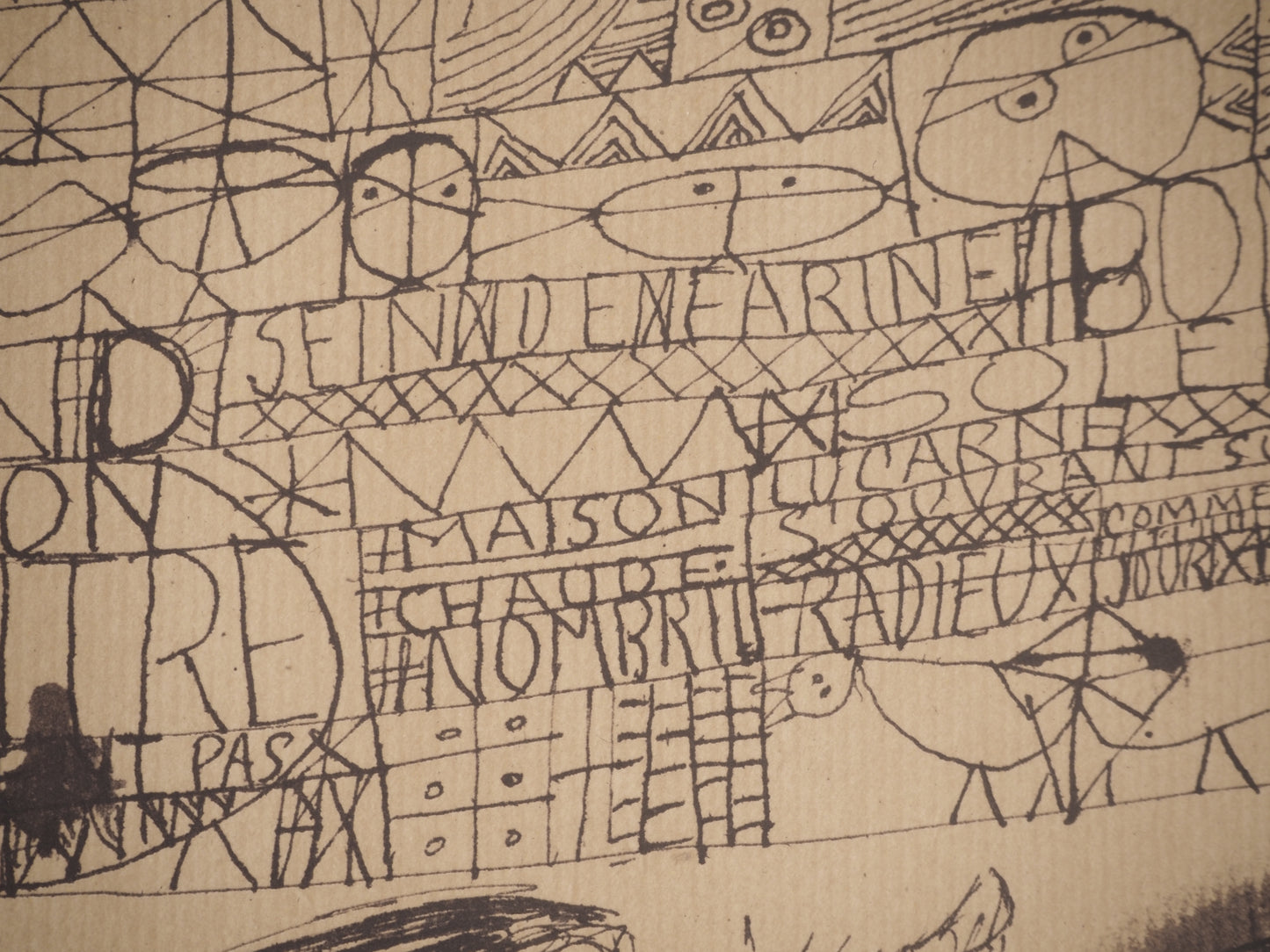 Guillaume CORNEILLE : Dessin-Poème Ton ventre - Lithographie signée