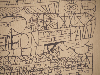 Guillaume CORNEILLE : Dessin-Poème Ton ventre - Lithographie signée