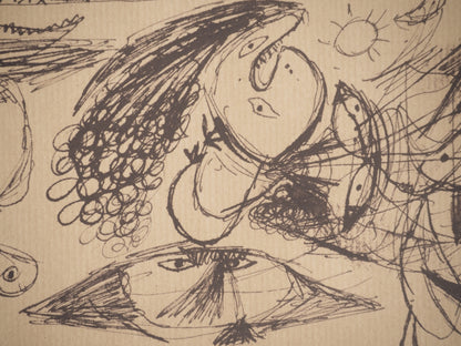 Guillaume CORNEILLE : Dessin-Poème Ton ventre - Lithographie signée