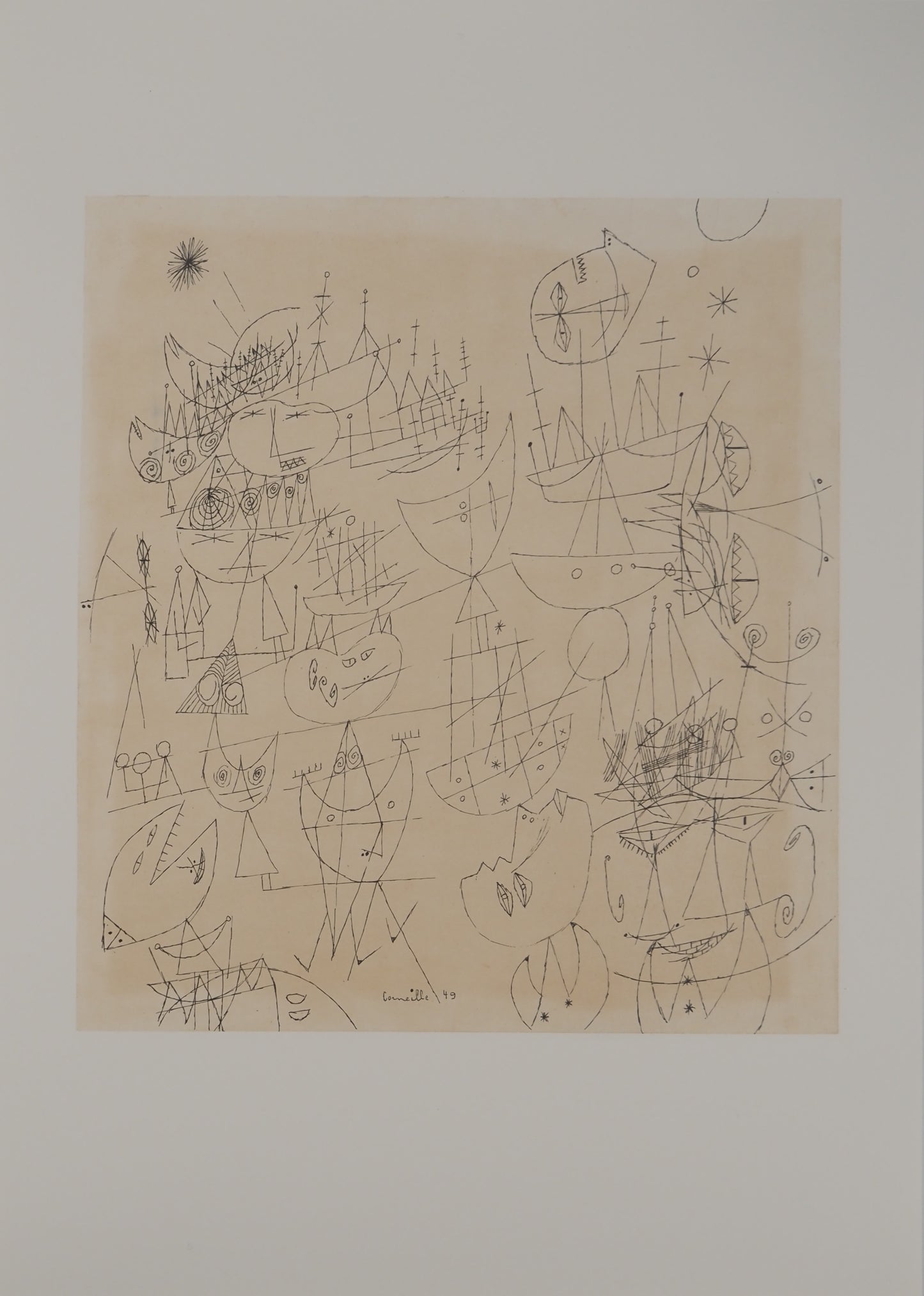 Guillaume CORNEILLE : La fête au port - Lithographie signée