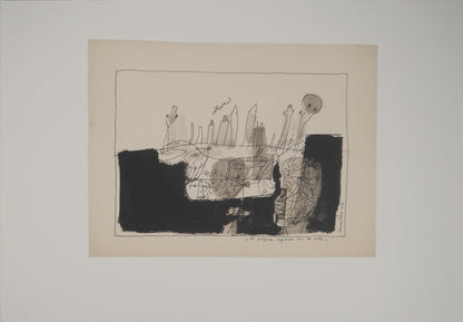 Guillaume CORNEILLE : Le paysan regarde vers la ville - Lithographie signée