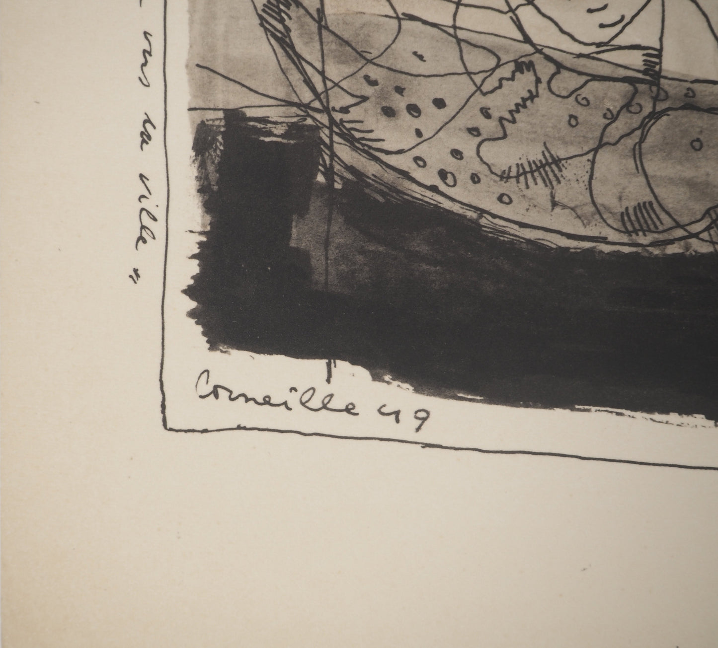 Guillaume CORNEILLE : Le paysan regarde vers la ville - Lithographie signée