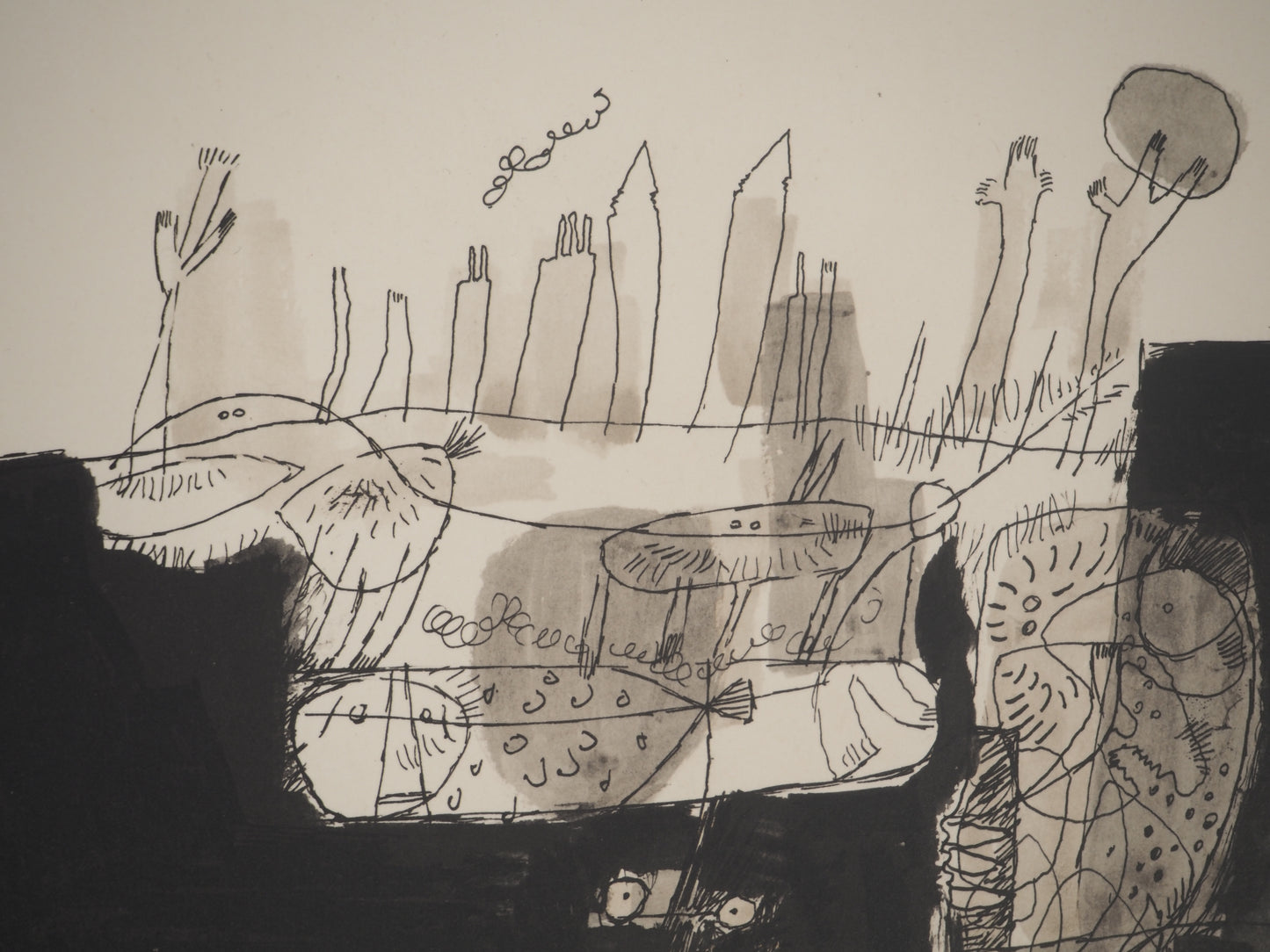 Guillaume CORNEILLE : Le paysan regarde vers la ville - Lithographie signée
