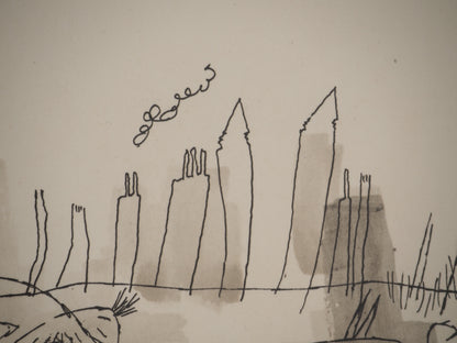 Guillaume CORNEILLE : Le paysan regarde vers la ville - Lithographie signée