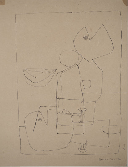 Guillaume CORNEILLE : Le pêcheur - Lithographie signée
