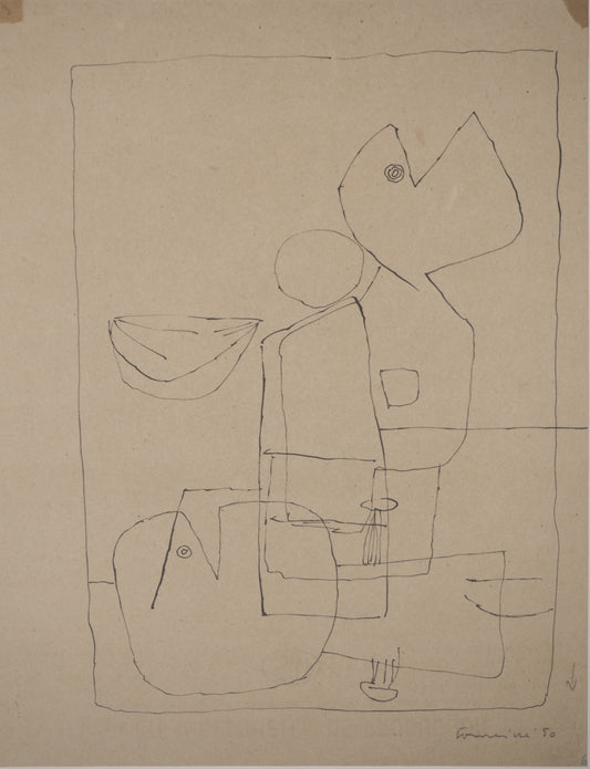 Guillaume CORNEILLE : Le pêcheur - Lithographie signée