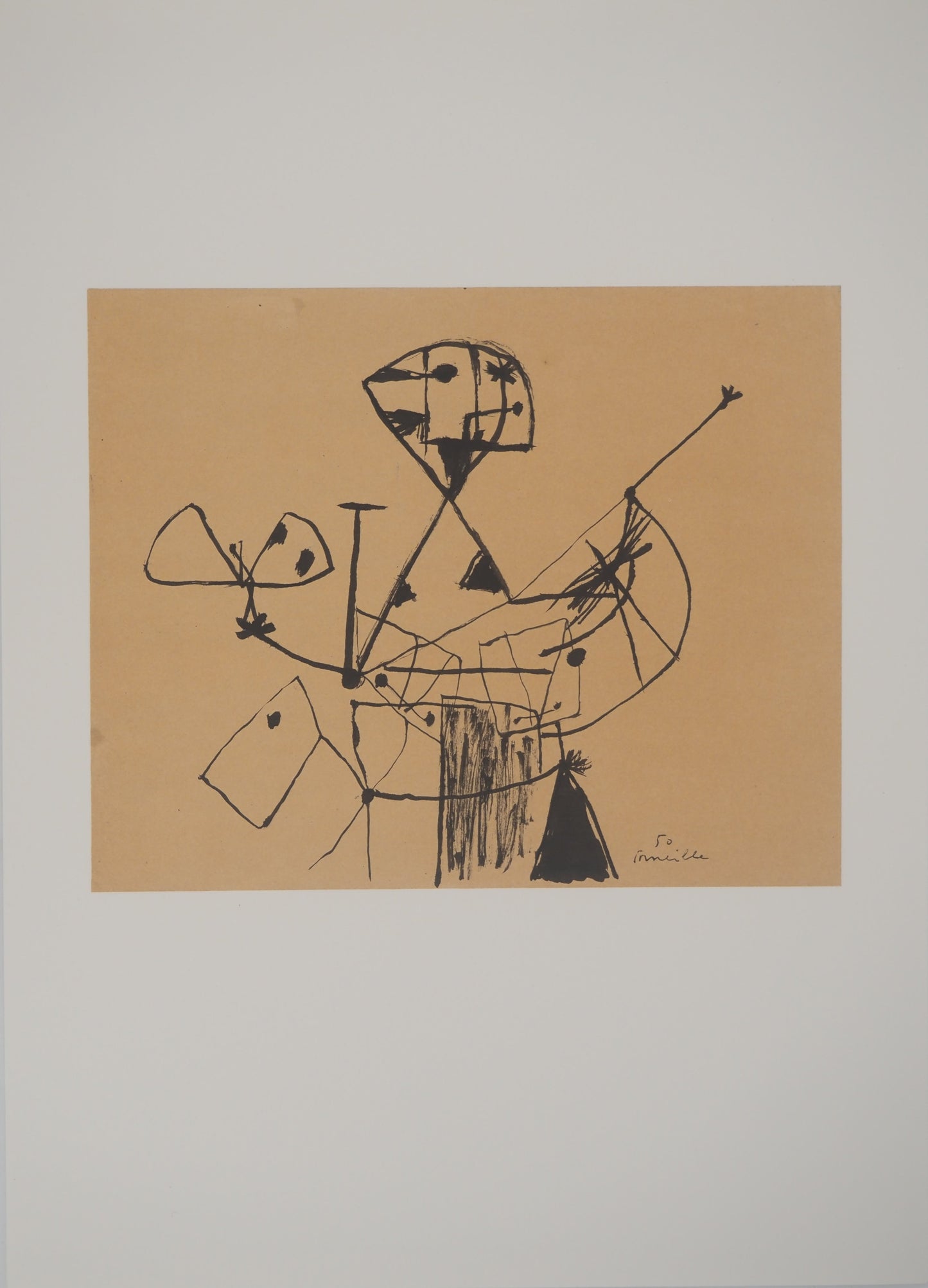 Guillaume CORNEILLE : Le chasseur de papillons - Lithographie signée
