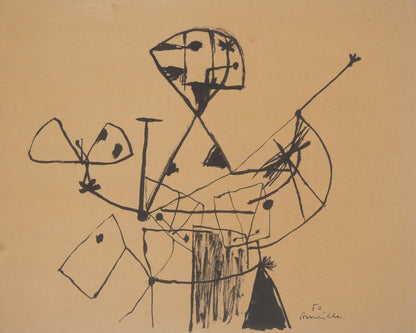 Guillaume CORNEILLE : Le chasseur de papillons - Lithographie signée