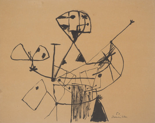 Guillaume CORNEILLE : Le chasseur de papillons - Lithographie signée