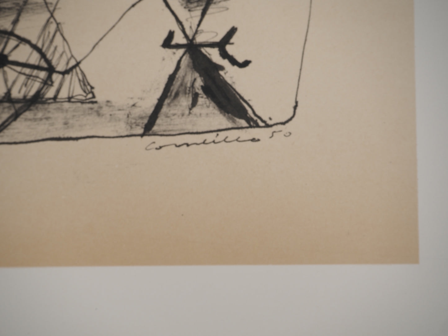Guillaume CORNEILLE : Enfant et cerf-volants - Lithographie signée