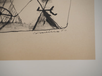 Guillaume CORNEILLE : Enfant et cerf-volants - Lithographie signée