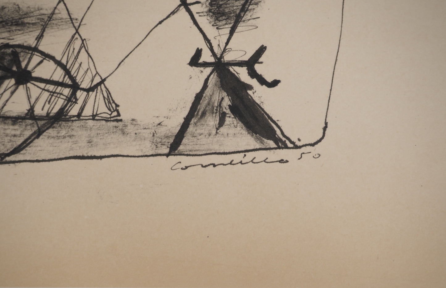 Guillaume CORNEILLE : Enfant et cerf-volants - Lithographie signée