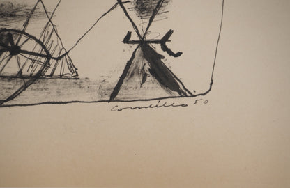 Guillaume CORNEILLE : Enfant et cerf-volants - Lithographie signée